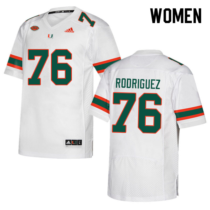 Women #76 Ryan Rodriguez Miami Hurricanes College Football Jerseys Sale-White - Click Image to Close